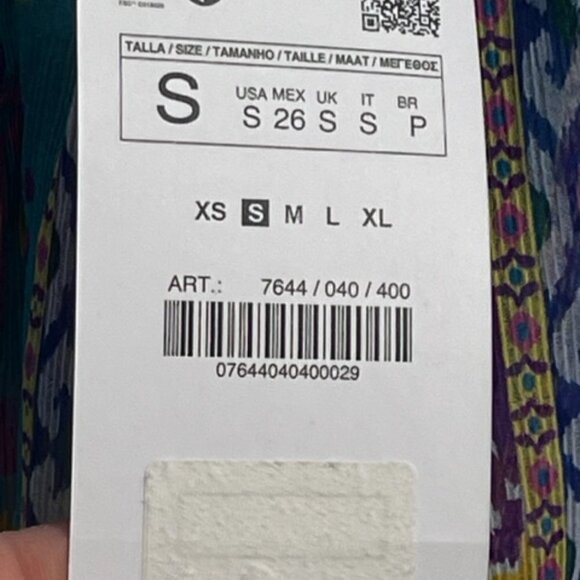 ZARA 2 Piece Set Aztec Print Short Skirt Halter Neck Top Boho Royal Blue/Multi S - Picture 8 of 16